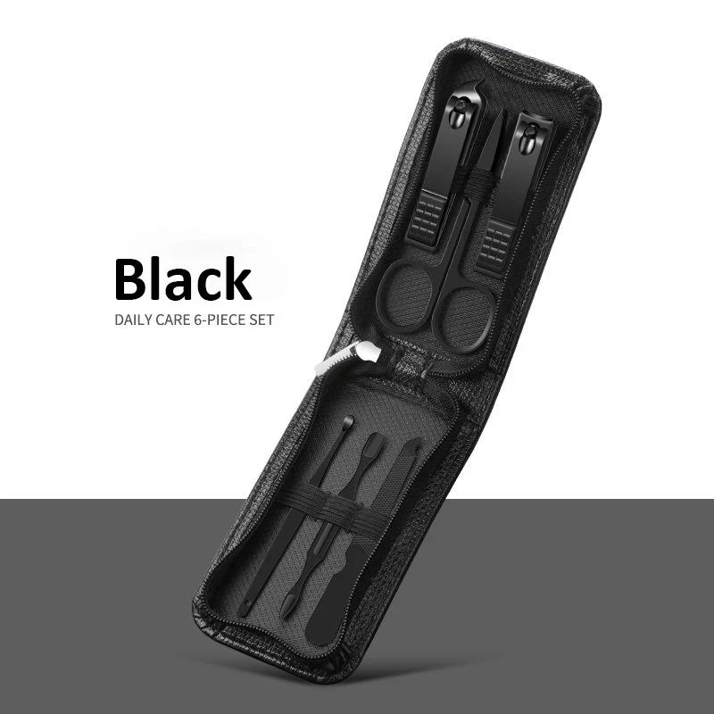 Portable Luxury Manicure Sets Pedicure Kits Bright Black Nail Clipper Set Personal Care Tools Eyebrow Scissors