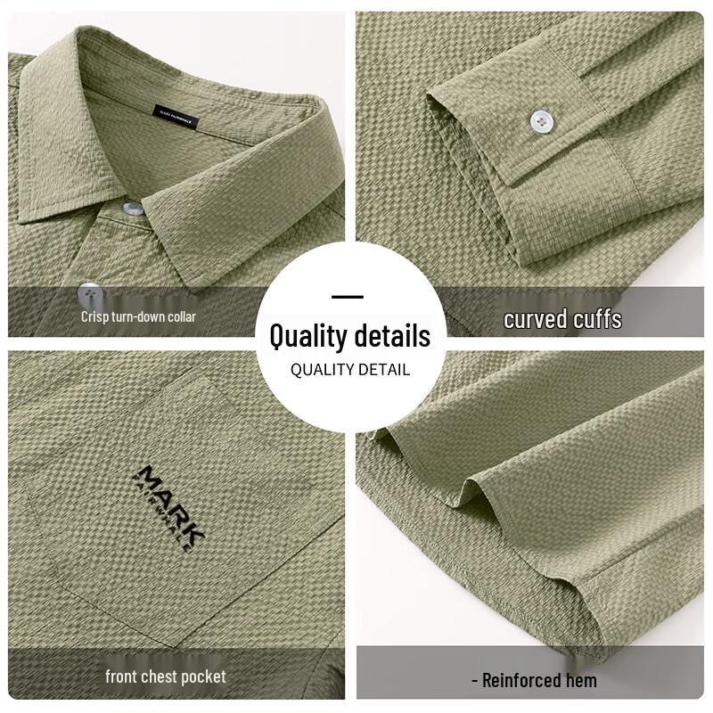 Mark Fairwhale Men's Three-Proof Casual Long Sleeve Shirt