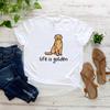 Unisex Tshirt Golden Retriever Dog Graphic Tee Crew Neck Short Sleeve Life Is Golden Slogan Print Casual Pet Lover Daily Top