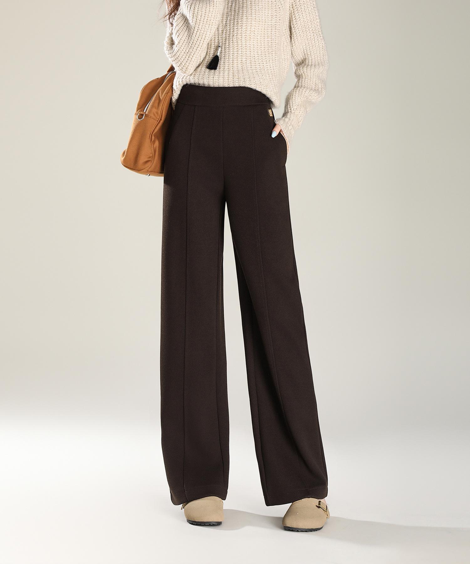 New High-Quality Velvet-Lined Straight-Leg Pants: Smooth, Petite, High-Waisted, and Slimming, Perfect for Women s Autumn Fashion. XXL (57.5-65 kg)