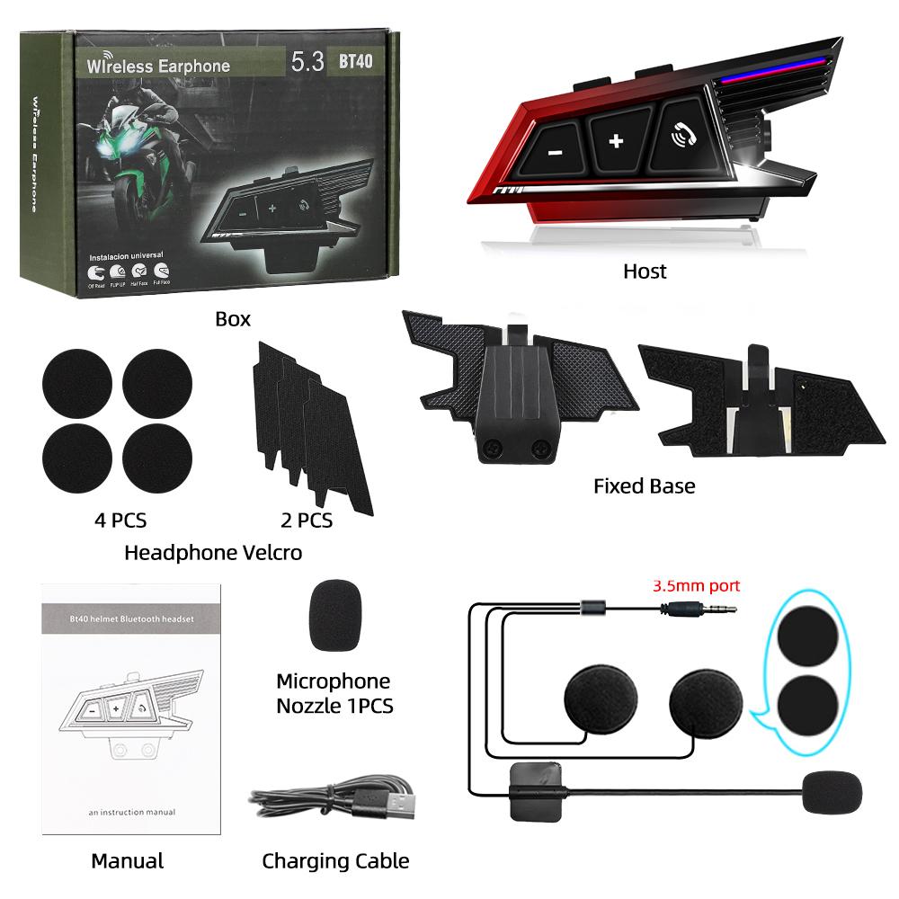 

Bluetooth 5.3 Мотоциклетный шлем Гарнитура Беспроводные наушники Комплект громкой связи Стерео шумоподавление Водонепроницаемые мото наушники