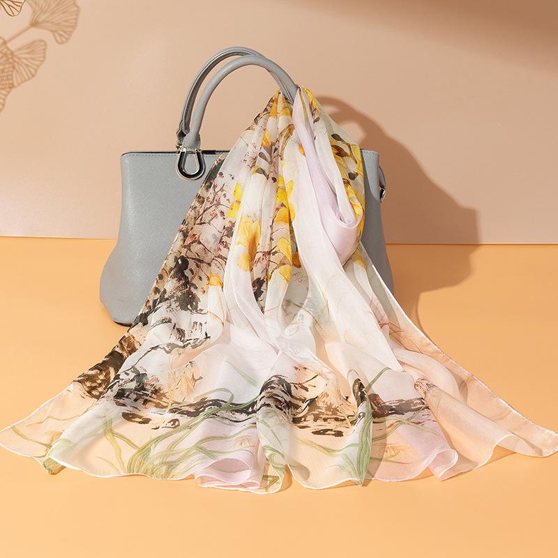 Shanghai Story New Mulberry Silk Scarf Women's Summer Thin Versatile Printed Shawl Mom Gift Scarf