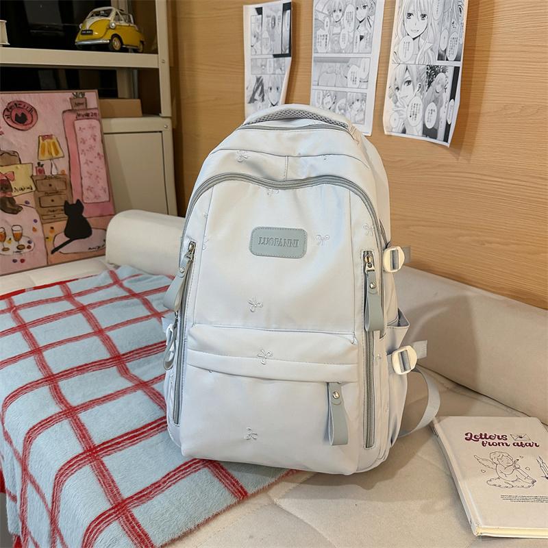 Damen-Rucksack mit Stickerei-Schleife, große Kapazität, Schultasche für Studenten