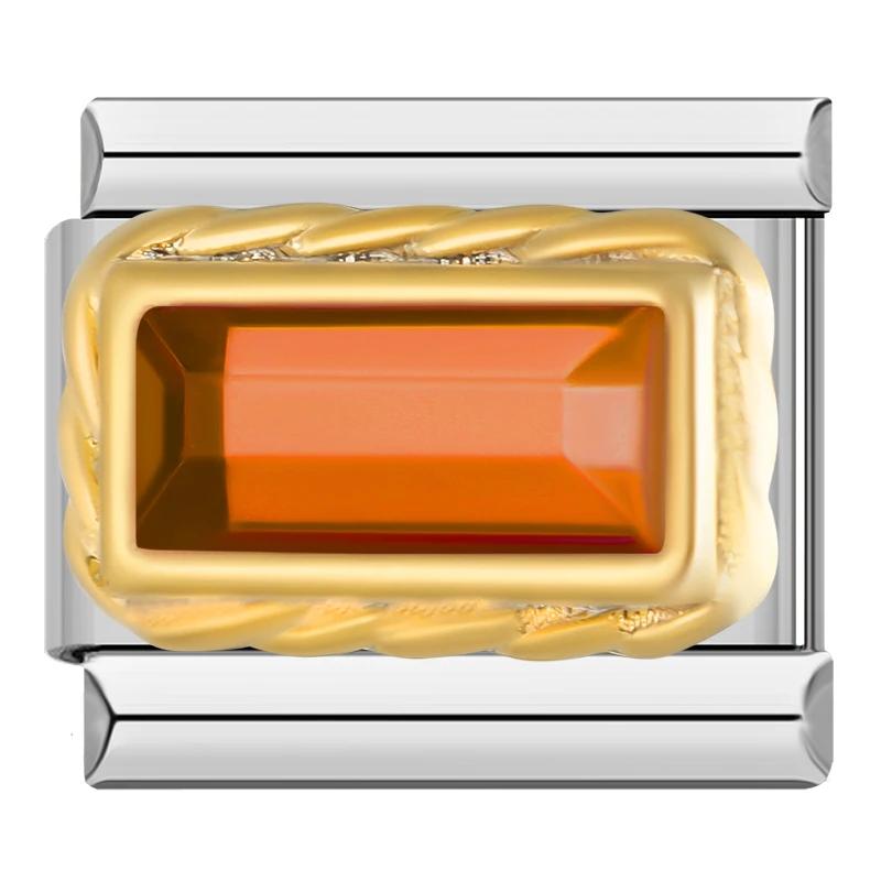 2023 Mode Herz Elliptische Rechteck CZ Charme Italienische Links Fit 9mm Armband Edelstahl Herstellung Von Schmuck DJ692