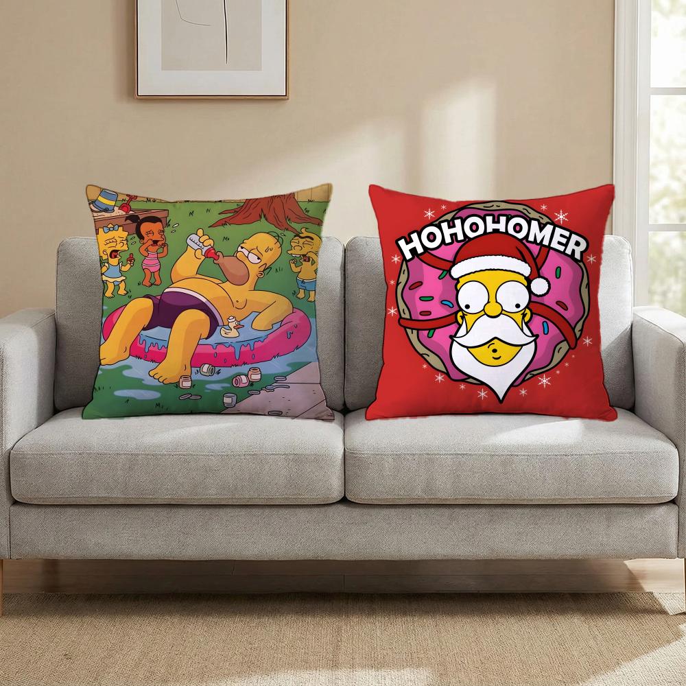 T-The Simpsons CARTOON Cushion Cover Multi-Scene Pillow Cover for Home & Car - Reversible, Soft & Durable for Daily Use