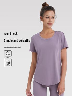 Women's Summer Slimming Yoga Cover-up T-shirt - Loose Fit, Short Sleeve Fitness Top for Running and Training