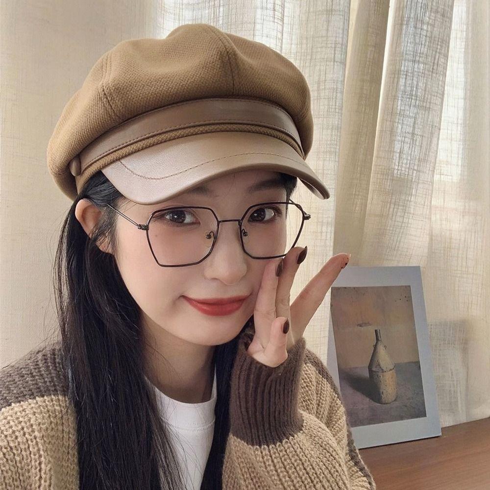 Windproof Painter Octagonal Cap Cotton Panama Cap Retro Beret Hat  Autumn Winter