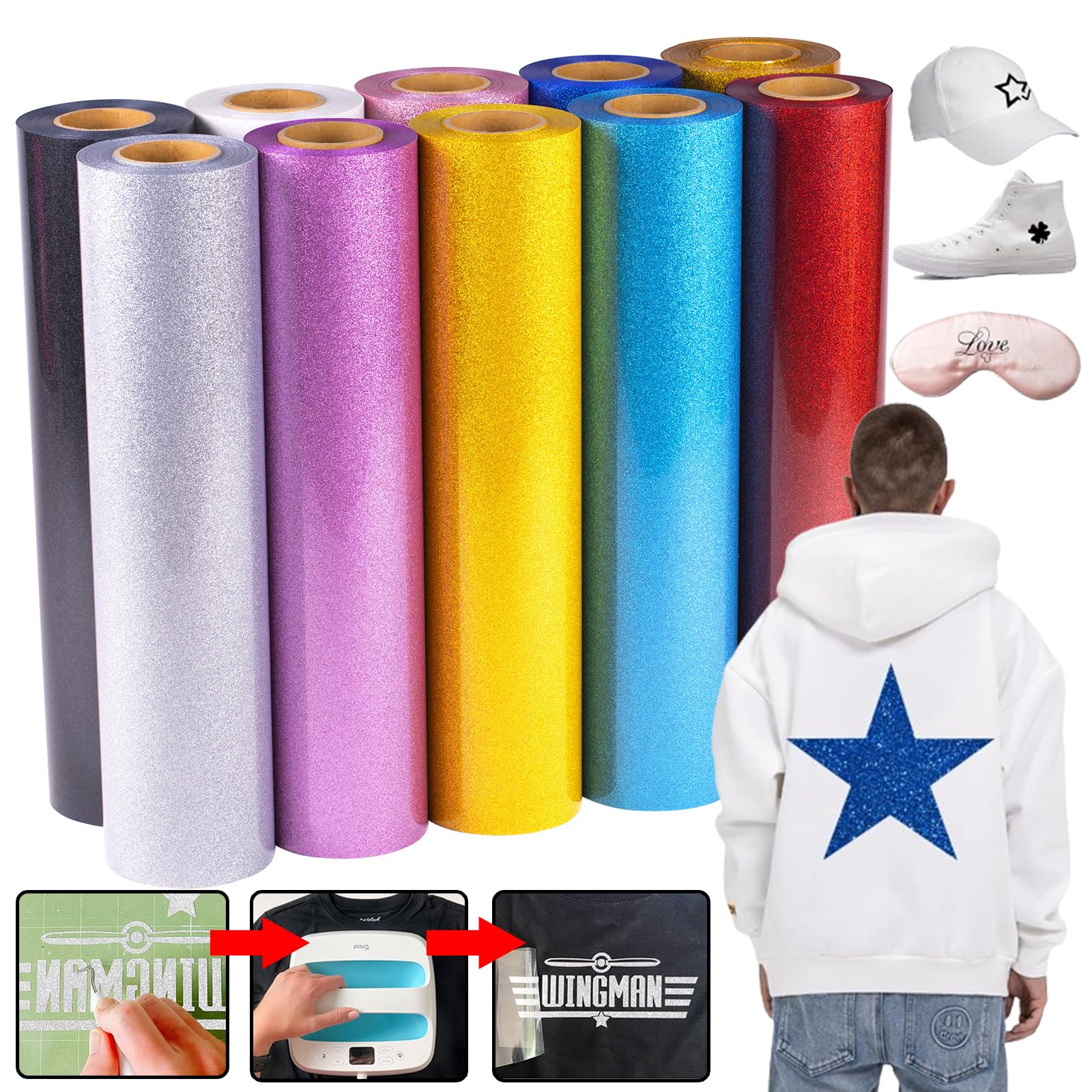 

Print Heat Transfer Rubber Printing Heat Transfer 60cm x Approximately 1 Heat Transfer Vinyl Heat Press Glitter DIY and More Iron-on Sheet, Sheet, белый