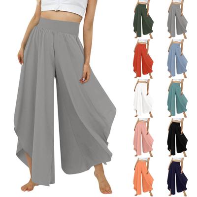Hose für Damen, lässig, Sommer, mit Kordelzug, elastischer Bund, mit Taschen