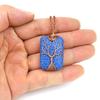 Hand-Wound Rectangular Volcanic Stone Tree Of Life Pendant Necklace, Couple Necklace N525