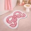 Pink Bow Bath Mat Thickened Flocked Microfiber Bathroom Rug Super Absorbent Anti-slip Foot Mats Soft and Comfortable