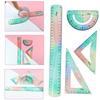 4Pcs Foldable Ruler with Triangles Ruler Protractor Straight Ruler, Plastic Ruler Set Flexible Ruler Soft Bendable Ruler