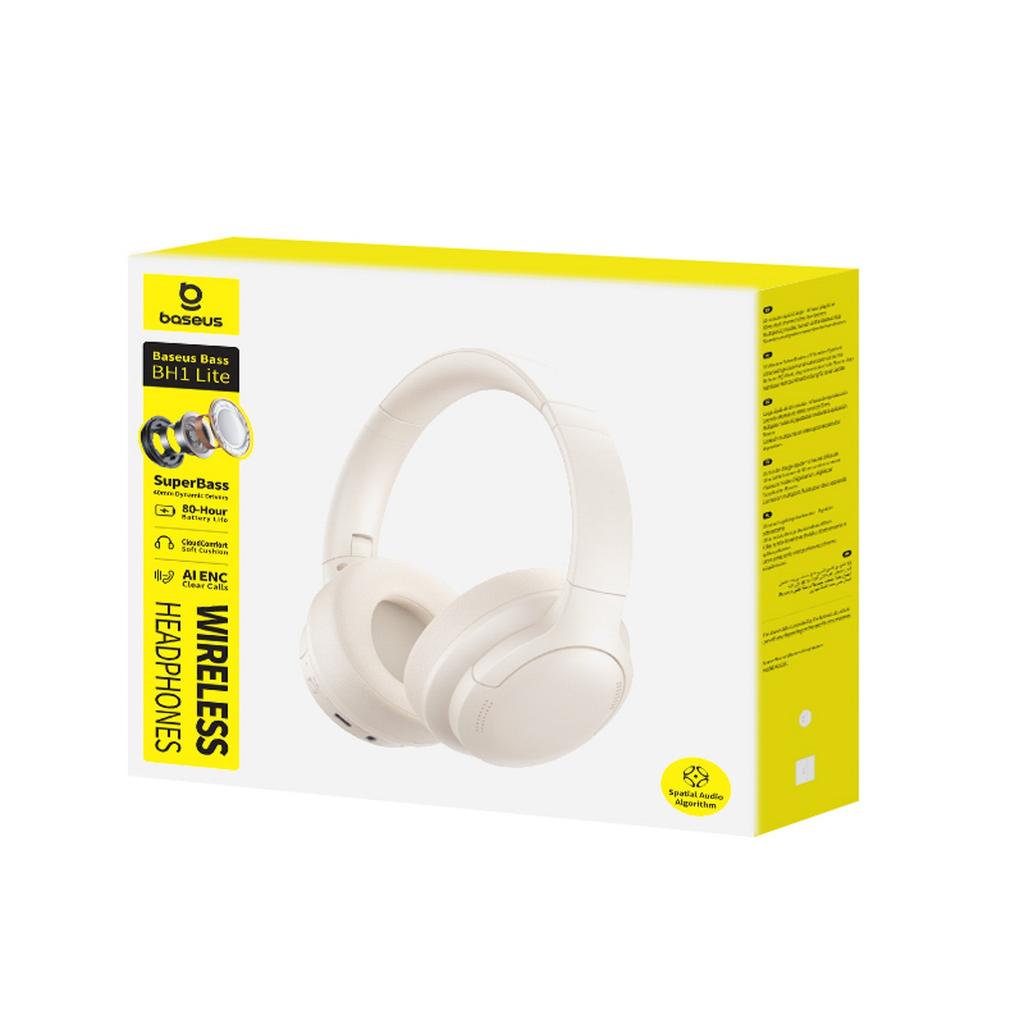 Słuchawki Bezprzewodowe Nauszne Bass Bh1 Lite Bluetooth - Białe