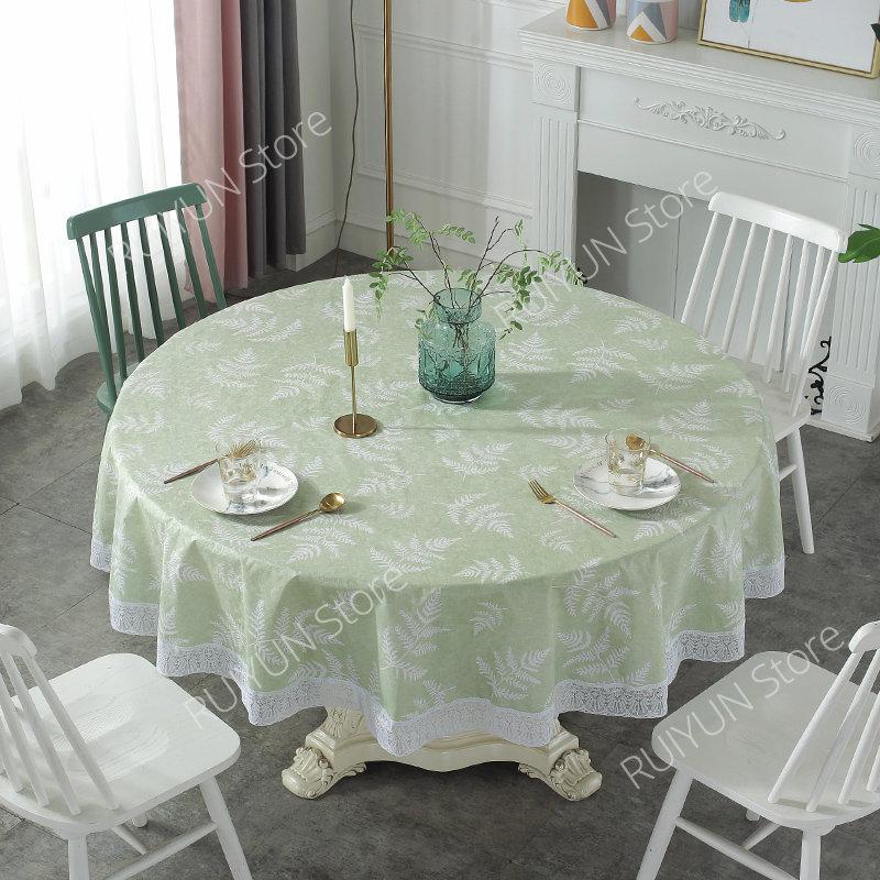 Pvc Lace Tablecloth Waterproof Oil-Proof Round Table Cloth Printed Home Dining Table Cover For Wedding Party Decor
