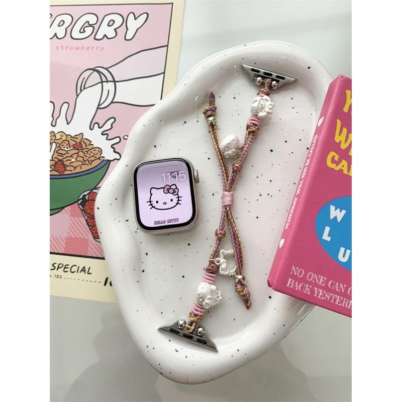 Summer Cute Kt Cat Braided Rope For Iwatch10987Se Apple Watch With Xiaomi 9 Pro Huawei Gt5