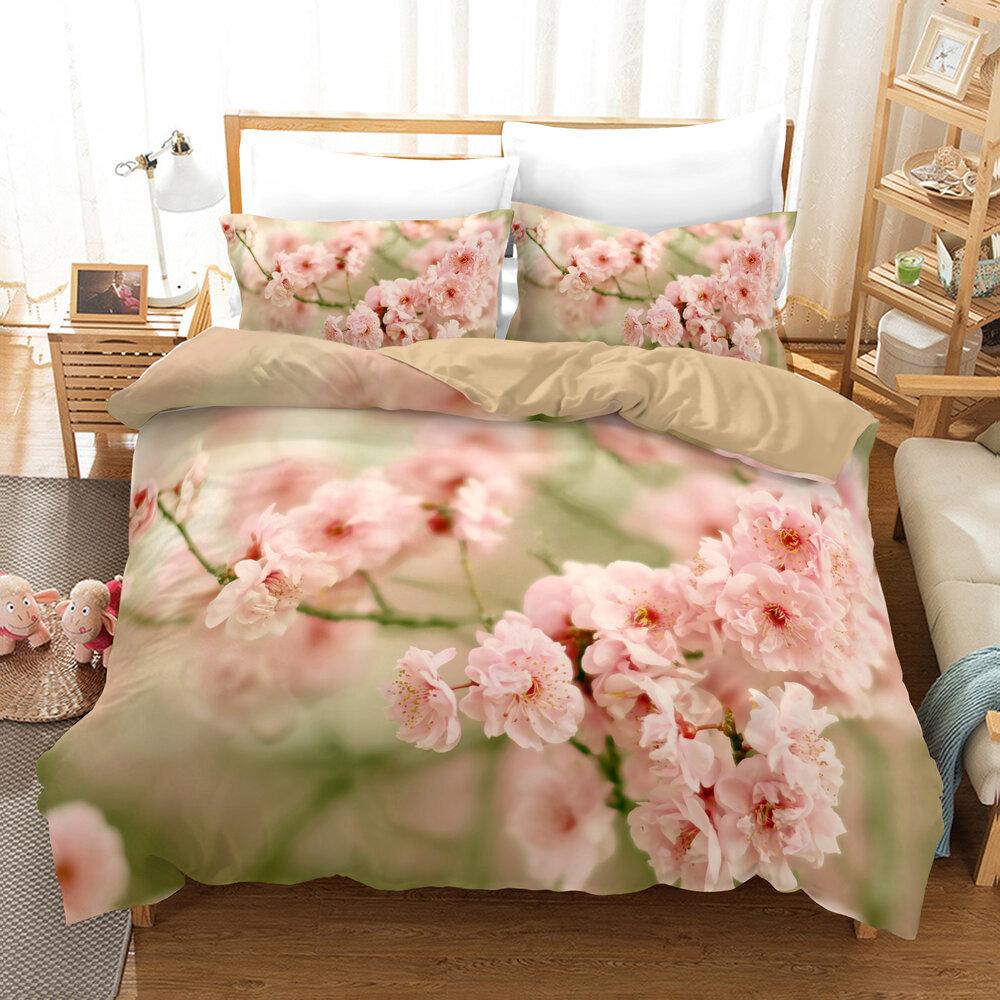 Kiraz Çiçeği Manzarası, E-Ticaret Üç Parça Amerikan 3D Dijital Baskı Seti