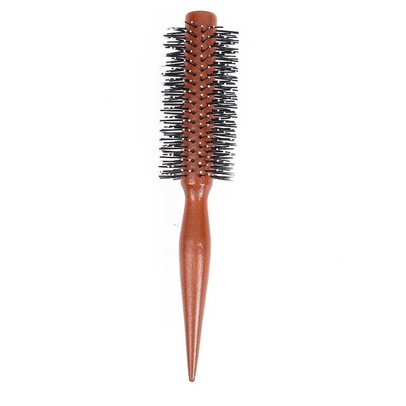 Cylindrical Wooden Curling Comb for All Genders - Professional Styling Tool for Barbers and Salons