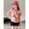 Trendy Children's Clothing 2026 Summer New Product Girls' Pure Cotton Round Neck Short-Sleeved T-Shirt Kidsren's Cartoon Printed Baby Clothes