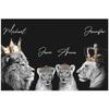 Lion Family Crown Print Canvas Painting Gallery Grade Wall Decor Posters Abstract Animal Autograph Black and White Pictures Gift