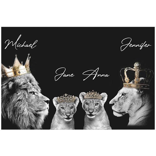 Lion Family Crown Print Canvas Painting Gallery Grade Wall Decor Posters Abstract Animal Autograph Black and White Pictures Gift
