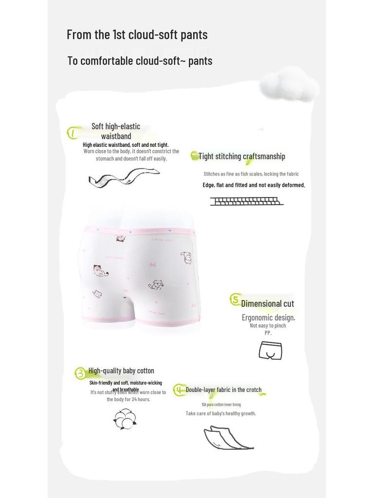 Girls' A-Class Cotton Boxer Shorts – Soft, Comfortable, No-Pinch Design for Toddlers and Children.