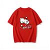 2026 New Summer HelloKitty Cute Graphic Tee Casual Short Sleeve Cotton Top for Women Girls Kawaii Cartoon Print Streetwear