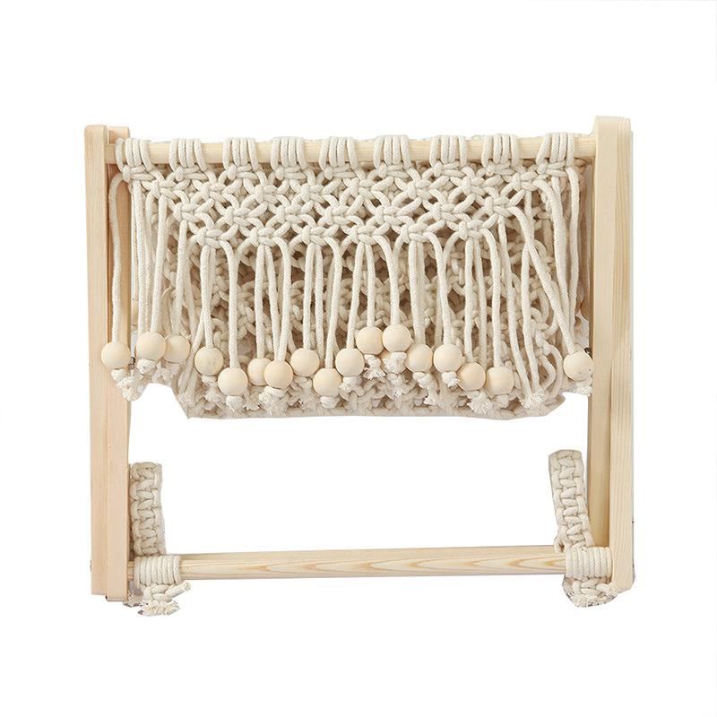 1PC Floor Standing Rack Foldable Cotton Rope Woven Rack Bohemia Book Rack Macrame Basket 32x19x25cm