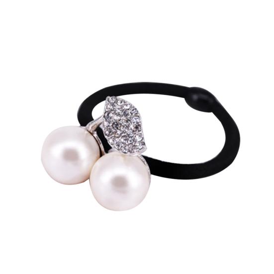 Shiny Rhinestone Leaf Cherry Elastic Hair Rubber Band Girl Ponytail Holder Rope