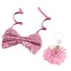 2Pcs/Set Creative Pet Sequin Bow Tie Adjustable Pet Crown Collar Pet Headpiece  Pet birthday Costume