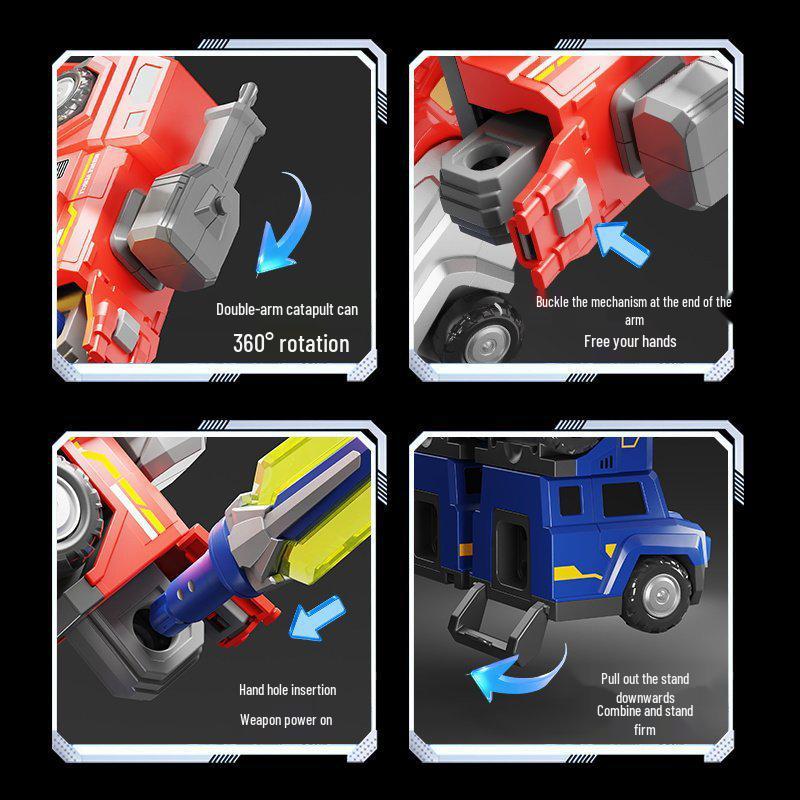 5-in-1 Magnetic Transforming Robot Toy with Sound and Light for Kids