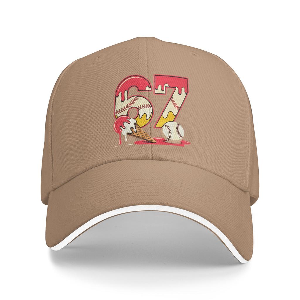 Baseball Drip 67 Cool Player Number 67 Ice Cream Drip Sun Baseball Cap Summer Fashion Hip Hop Hats For Men Skate Snapback Cap