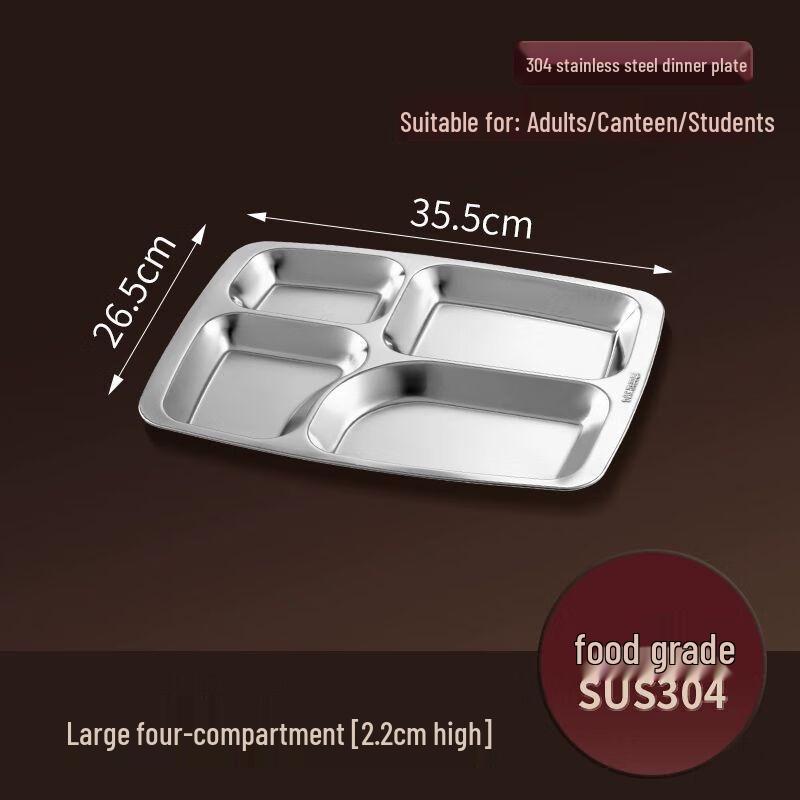 304 Stainless Steel Divided Meal Tray