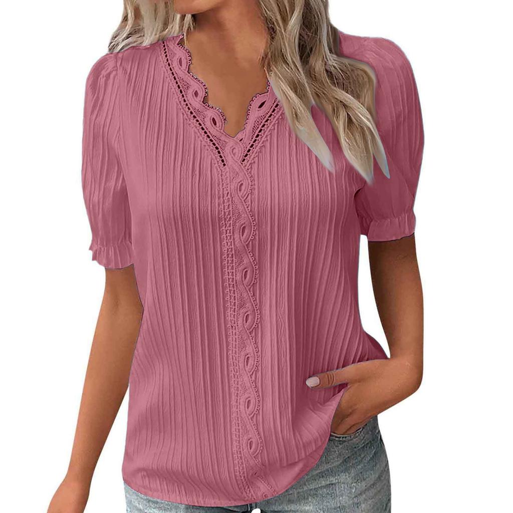 Fashionable Ladies Summer Hollow Short-sleeved Tops
