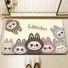 Alfombra de baño con estampado de Labubu de dibujos animados, felpudo antideslizante, alfombrilla de secado de cocina para dormitorio, alfombrilla de drenaje, alfombra de entrada, alfombra de dibujos animados para el hogar