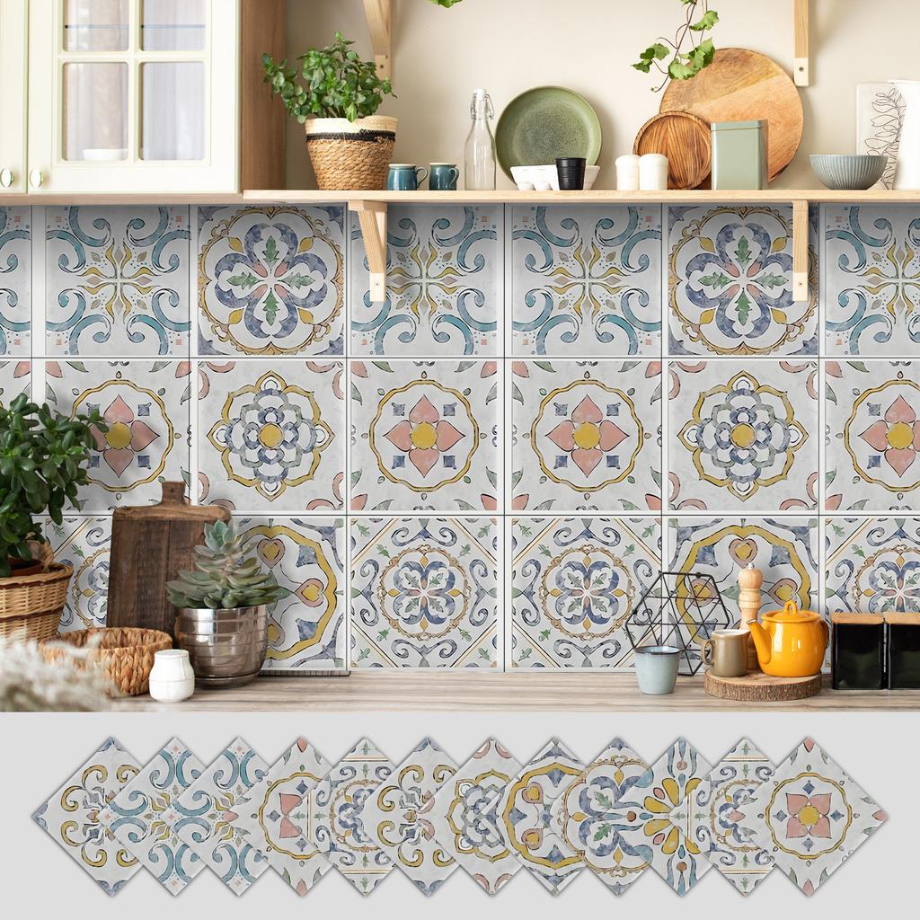 12 Self-adhesive Kitchen Waterproof and Oil-proof Wall Stickers, Bathroom Wall Decoration Renovation, Beautification Strong Wallpaper Stickers