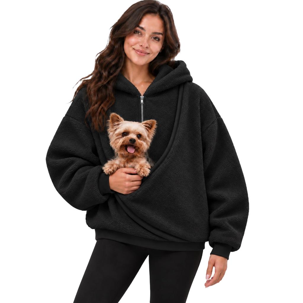Felpa Unisex con Tasca per Cane, Felpa con Cappuccio Sportiva a Manica Lunga