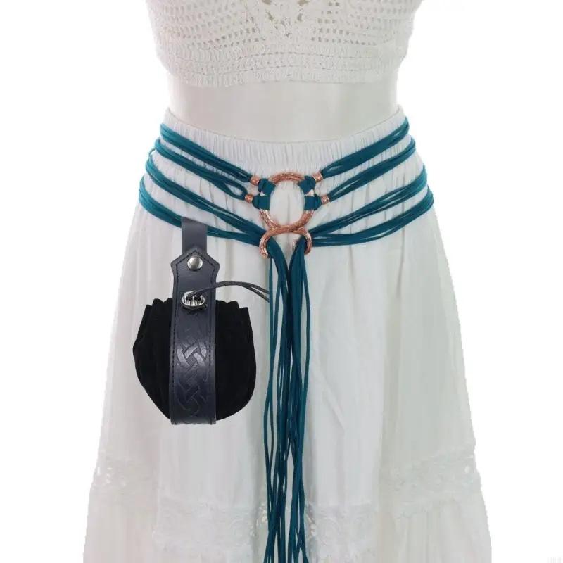 Serpentinenförmiger nordischer mittelalterlich-renaissancezeitlicher Webgürtel mit dekorativer Taillenkette