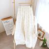 Spring and summer pajama pants women's pure cotton double-layer gauze loose pants floral thin lace can be worn outside home pants