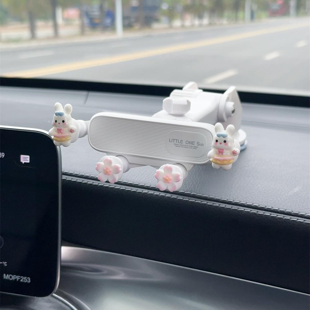 Car Cartoon Phone Holder for Navigation - Creative Air Vent Suction Cup Mount Stand, Rotating Gravity Support Multi-Function Bra