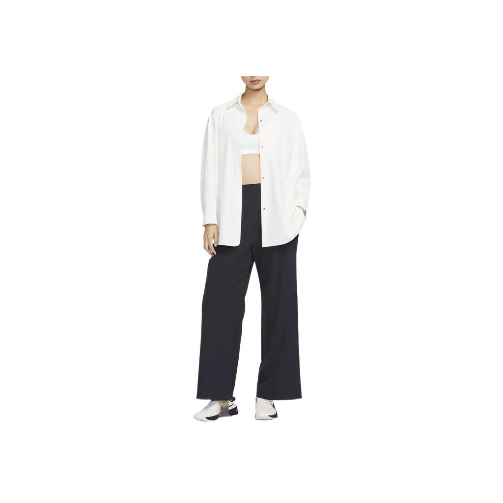 Nike Dri-Fit Simple Solid Comfortable Quick-Dry High-Waisted Wide-Leg Woven Casual Pants Women Pants Black Dark-Smoke-Grey HQ0236-010