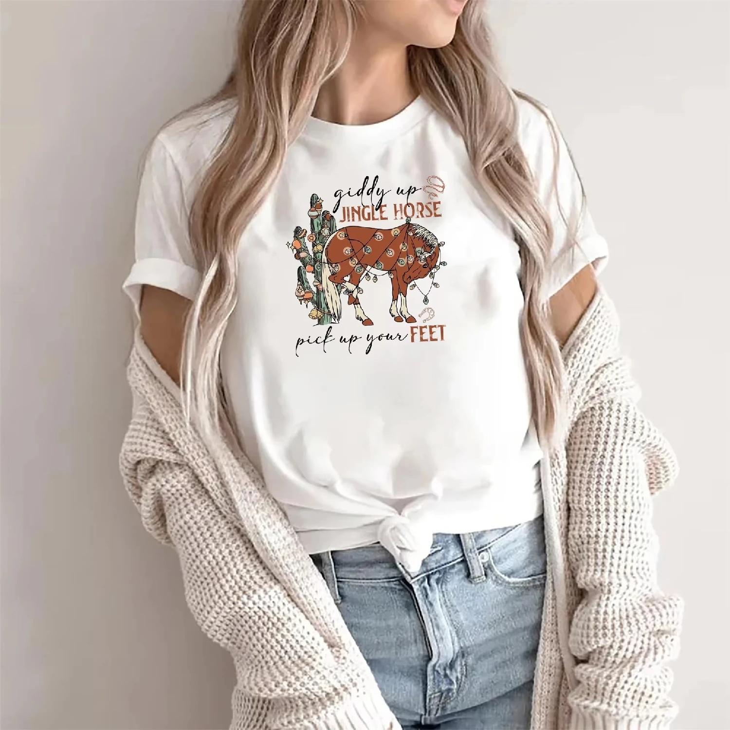Cowboy Christmas Crew Neck Shirt Giddy Up Jingle Horse Pick Up Your Feet Howdy Country Christmas Top Christmas Christmas Gift S