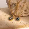 Elegant Abalone Shell Pendant Necklace with Gold-Plated Brass Eight-Pointed Star and Zircon on a Retro Simple Clavicle Chain for Women.