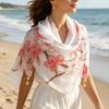 Bufanda de Mujer Patrón de Planta y Flor Hebilla Metálica Magnética Textura Suave Bufanda Protección Solar y del Viento Pañuelo para la Cabeza Accesorios de Playa y Viaje