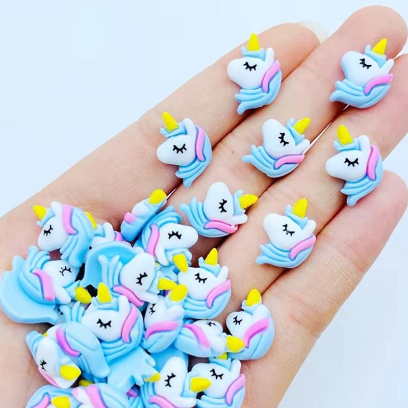 20 Pcs New Cute Mini Cartoon Blue Unicorn Flat Back Resin Cabochons Scrapbooking Diy Jewelry Craft Decoration Accessories A63