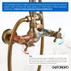 Exposed Bathroom Shower Faucet Set Shower Fixture 8 Inch Rainfall Shower Head Handheld Shower Cross Handle Wall Mount 2 Functions Antique Brass