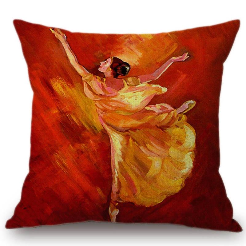 Home Art Decoration Oil Painting Ballet Dancer Lounge Sofa Cushion Cover Luxury Elegant European Style Cotton Linen Pillow Case
