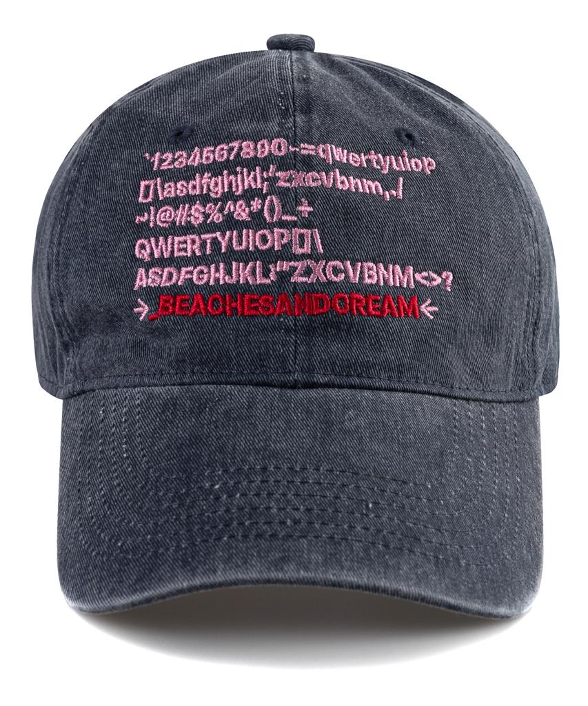 Bichiseuaenkeulim Text Pigment Ball Cap-Navy