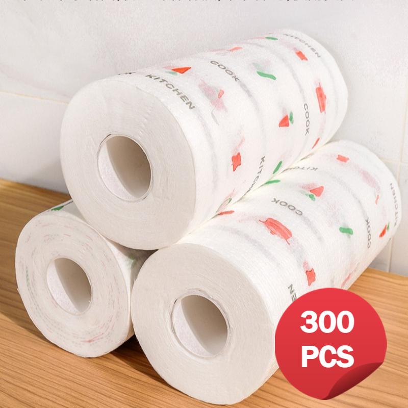 50/100/200 Adet/Rulo Mutfak Kağıt Havlusu Süper Su Yağ Emici Islak Kuru Çift Kullanımlı Gıda Sınıfı Yıkanabilir Tembel Bez Bulaşık Bezi