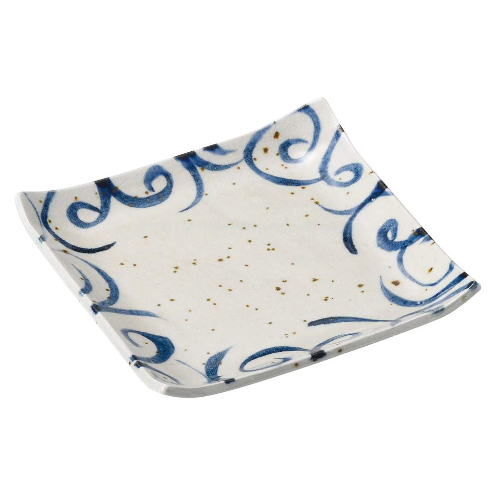 

Shigaraki ware Hechimon square plate, 13cm, Gosu round, MR-3-3377
