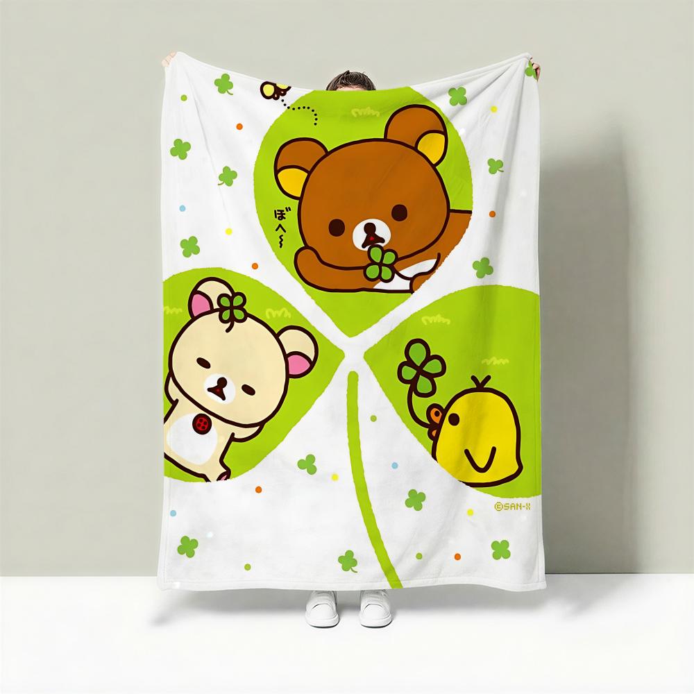 Character R-Rilakkuma Throw Lightweight 240g Flannel Blanket Soft Skin-friendly for Summer Cooling 75X95CM